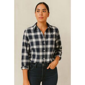 GRAYSON Blue White Check Long Sleeve Button Up Shirt Top   Women's Size 3 Medium